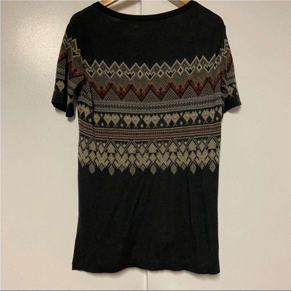 Peruvian Connection Fair Isle Tunic Sweater Pima Cotton Gray Brown Neutral - Picture 7 of 10